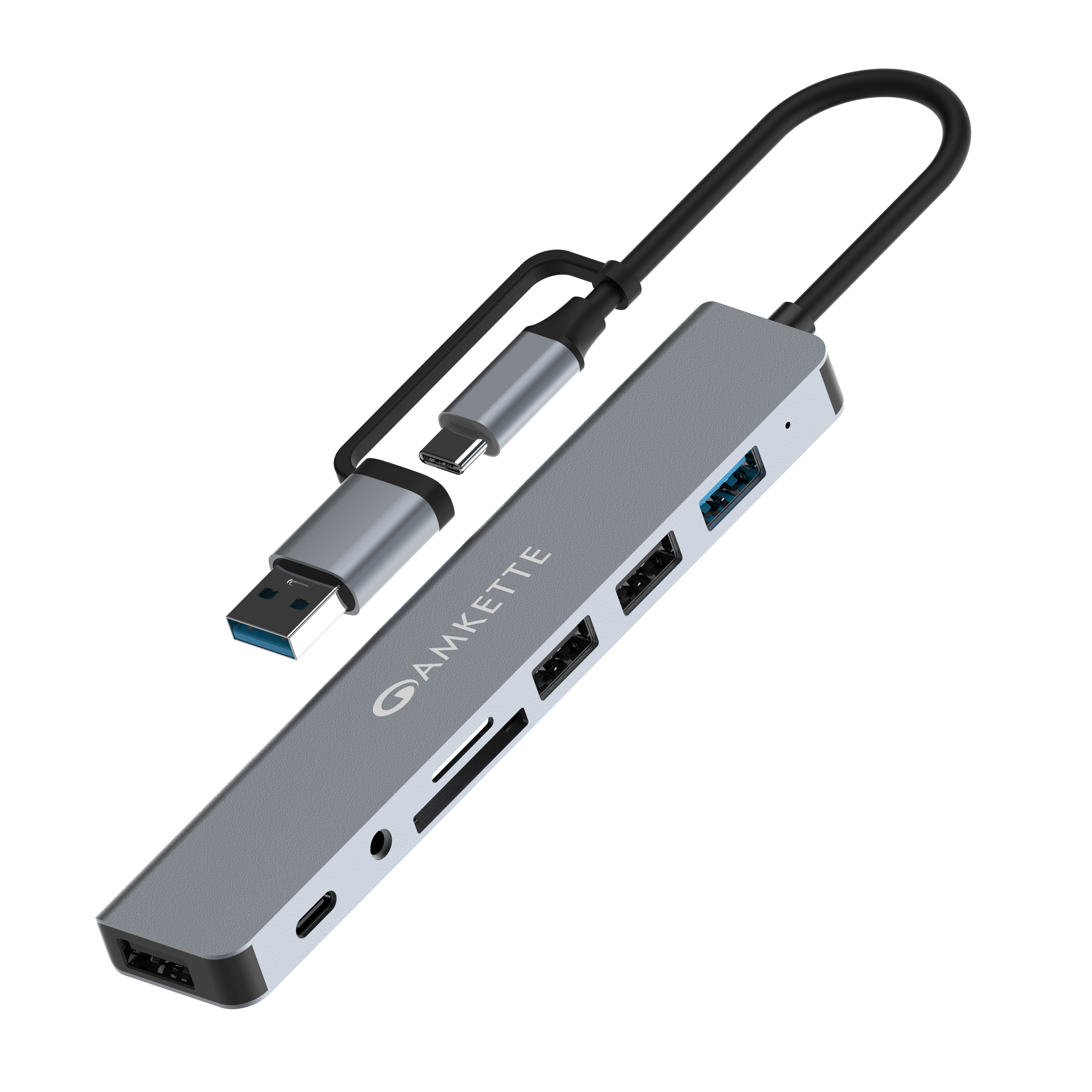 USB A+C 8-in-1 with Aux Multiport Hub
