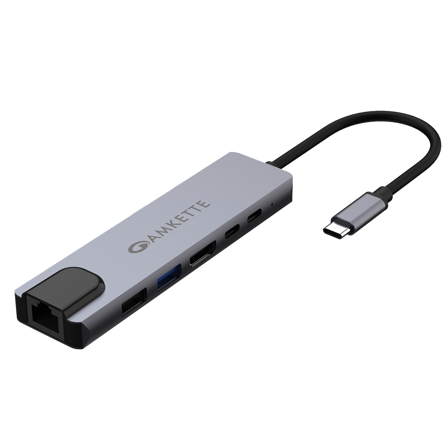 Type C 6 in 1 Ethernet USB Hub – Amkette