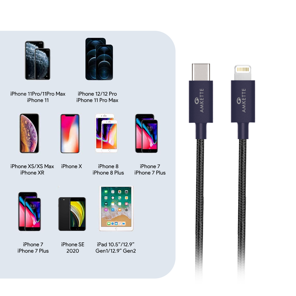 30 Pin iPhone/iPad Flat USB Cable (1.5m) – Amkette
