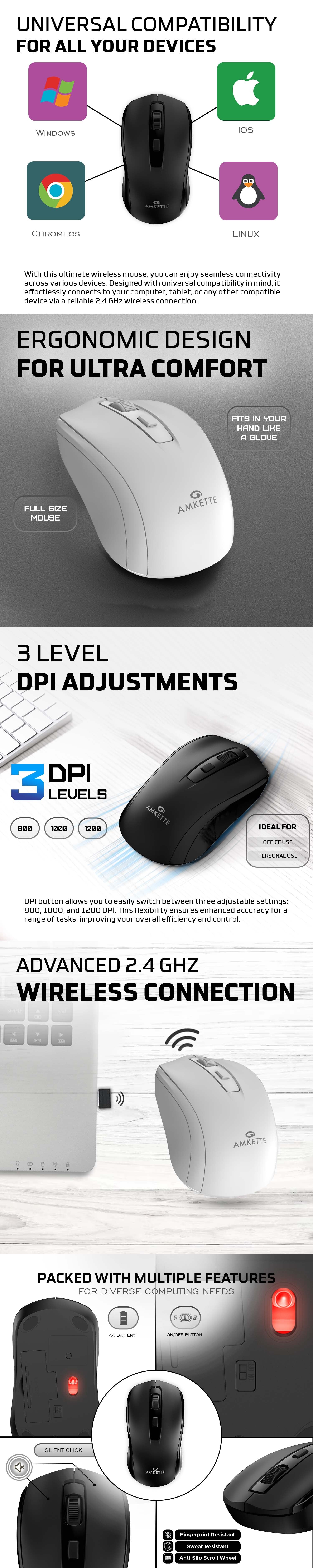 Hush Pro Astra Silent Wireless Mouse – Amkette