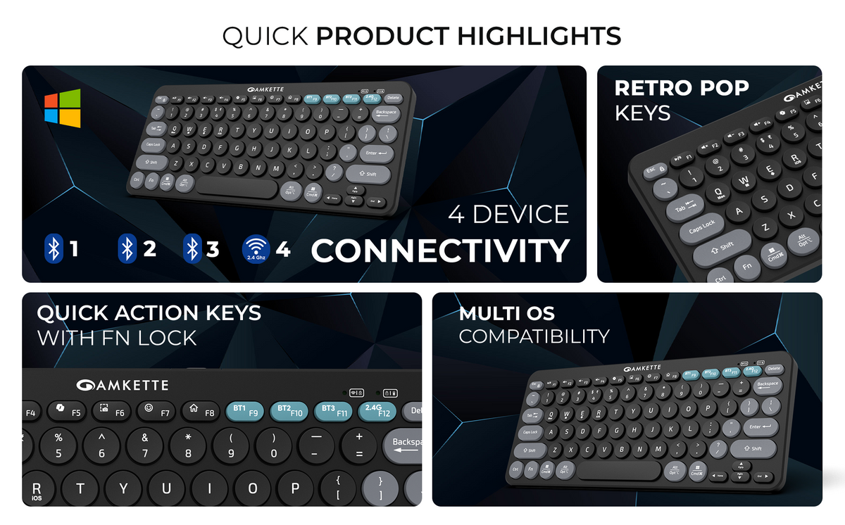 Optimus Bluetooth Plus 4 in 1 Wireless Keyboard – Amkette