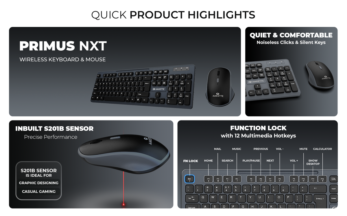 Primus NXT Wireless Keyboard and Mouse – Amkette