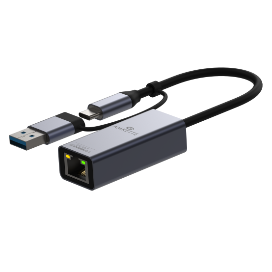 Super-Speed USB 3.0 + Type-C to RJ45 Gigabit Ethernet Adapter – Amkette