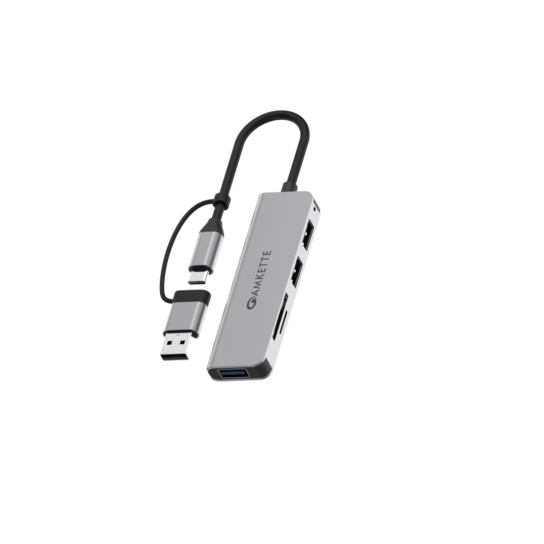 5 in 1  Hybrid USB 3.0 Hub with Card Reader Type C+A