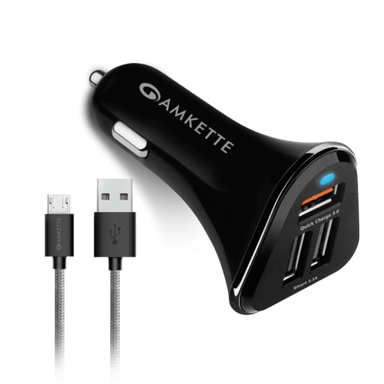 PowerPro-3-Port-QC-Car-Charger-Micro-USB-Cable-Hero image